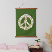 Golden und White Celtic Peace Sign Wandteppich Mit Holzrahmen (Schlafzimmer)