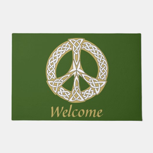 Golden und White Celtic Peace Sign Willkommen Fußmatte (Vorderseite)