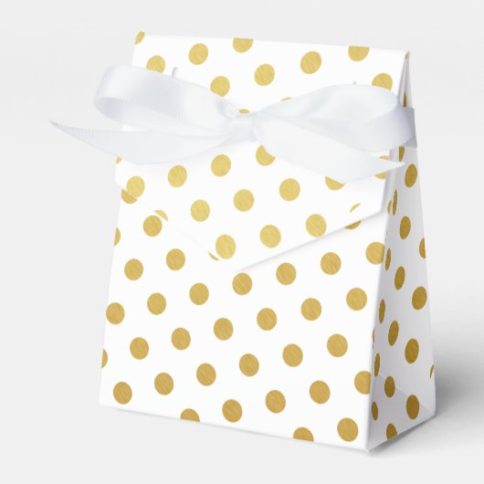Golden und White Polka Dot Pattern Fevor Box Geschenkschachtel (Vorderseite)
