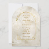 Golden und White Roses Arch Rahmen Candlelight Einladung (Rückseite)