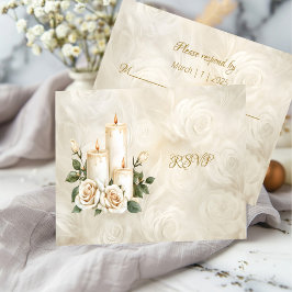 Golden und White Roses Arch Rahmen Candlelight RSVP Karte