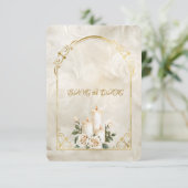 Golden und White Roses Arch Rahmen Candlelight Save The Date (Stehend Vorderseite)