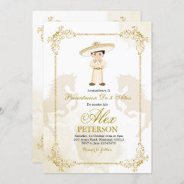 Golden und White Spanish Mexican Boy Charro Einladung