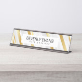 Golden und White Stripes Schreibtischnamensplakette (Vorderseite )