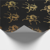 Golden Unicorn Black Metallic Heralds Princess Geschenkpapier (Ecke)