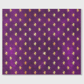 Golden Unicorn Grid Pattern on Deep Purple Geschenkpapier (Flach)