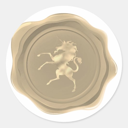Golden Unicorn Imitate Wax Siegel Runder Aufkleber (Vorderseite)