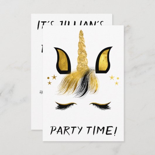 Golden Unicorn Party Einladung (Vorne/Hinten)