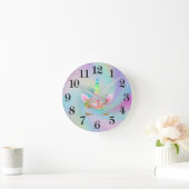 Golden Unicorn Rainbow Clock Runde Wanduhr (Zuhause)