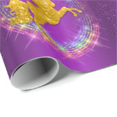 Golden Unicorn Rainbow Glitzern Lila Geschenkpapier (Rolleneckpunkt)