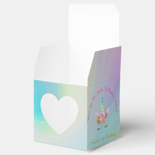 Golden Unicorn Regenbogen Danke Cupcake Box Geschenkschachtel (Geöffnet)