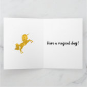 Golden Unicorn Regenbogen Glitzern am Lila Geburts Karte (Innenseite)