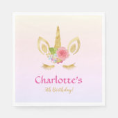 Golden Unicorn Rosa Regenbogen Personalisiert Gebu Serviette (Vorderseite)