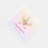 Golden Unicorn Rosa Regenbogen Personalisiert Gebu Serviette (Ecke)