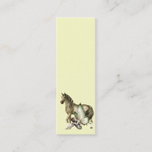 Golden Unicorn & Shy Fairy Lesezeichen Mini Visitenkarte (Vorderseite)