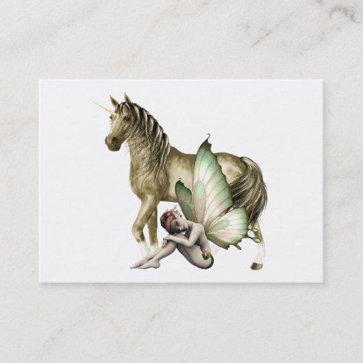 Golden Unicorn & Shy Fairy Mini Print Visitenkarte (Vorderseite)