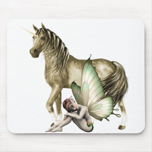 Golden Unicorn & Shy Fairy Mousepad (Vorne)