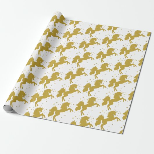 Golden Unicorn Star Wrapping Paper Geschenkpapier (Ungerollt)