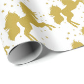Golden Unicorn Star Wrapping Paper Geschenkpapier (Rolleneckpunkt)