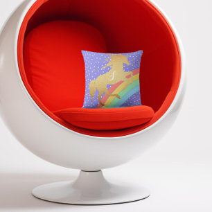 Golden Unicorn über Pastelrost, benutzerdefinierte Kissen