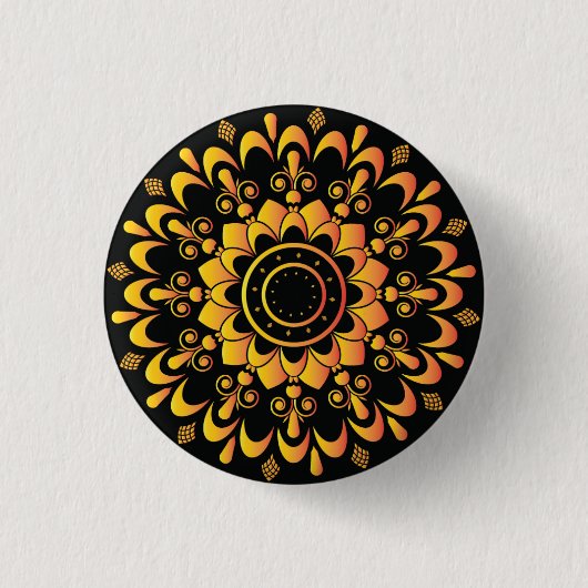 Golden Unique Mandala Design Button (Vorderseite)