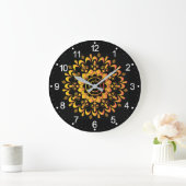 Golden Unique Mandala Design Große Wanduhr (Zuhause)