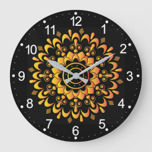 Golden Unique Mandala Design Große Wanduhr