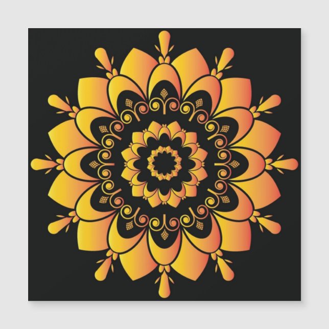 Golden Unique Mandala Design Magnetkarte (Vorderseite)