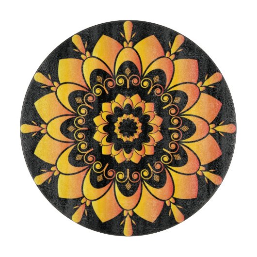 Golden Unique Mandala Design Schneidebrett (Vorderseite)