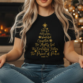 Golden "Uns ist ein Kind Geboren" Weihnachtsbaum T-Shirt