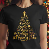 Golden "Uns ist ein Kind Geboren" Weihnachtsbaum T-Shirt