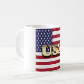 Golden USA American Flag Kaffeetasse (Vorderseite Links)