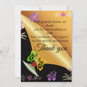 Golden V-Point-Jubiläumsschmetterlinge und Rose Dankeskarte (Vorderseite)