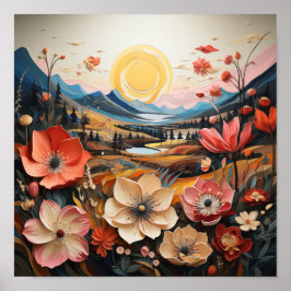 Golden Valley Blüten: Dreamlike Nature Art Poster