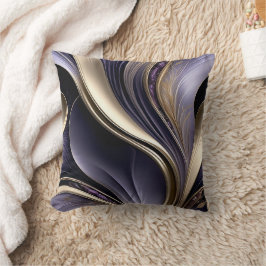 Golden Veil - Luxurious Gold and Violet Abstract Kissen