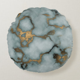 Golden Vein Marble Ocean Mist Throw Pillows Rundes Kissen