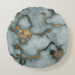 Golden Vein Marmor  Ocean Mist Wurfkissen Rundes Kissen