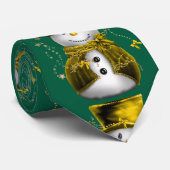 Golden Velvet Snowman Christmas  Krawatte (Gerollt)