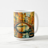 Golden Venice Canal Bridge Sunset Illustration Kaffeetasse (VorderseiteRechts)
