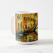 Golden Venice Canal Bridge Sunset Illustration Kaffeetasse (Vorderseite Links)