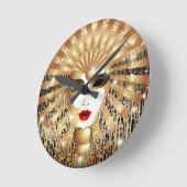 Golden Venice Carnival Party Mask Runde Wanduhr (Winkel)