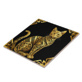 Golden Verziert Cat Illustration Fliese (Seite)