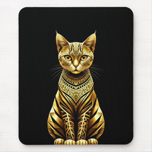 Golden Verziert Cat Illustration Mousepad (Vorne)