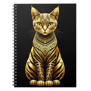 Golden Verziert Cat Illustration Notizblock