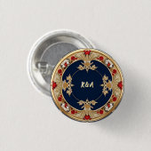 Golden Verziert Floral Circle Design Button (Vorne & Hinten)