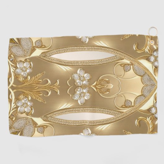 Golden Verziert Floral Golf Handtuch (Horizontal)
