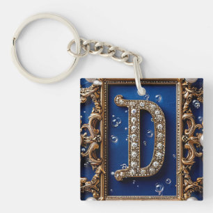 Golden Verziert Letter D mit Juwelen Schlüsselanhänger