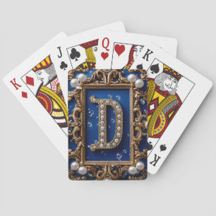 Golden Verziert Letter D mit Juwelen Spielkarten