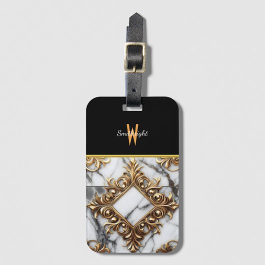 Golden Verziert Marmor Design Gepäckanhänger (Vorderseite Vertikal)