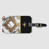 Golden Verziert Marmor Design Gepäckanhänger (Vorderseite (Horizontal))